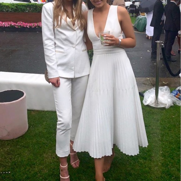 New Dion Lee Pleated Trapeze Dress In Ivory White Size 6 - Picture 6 of 16